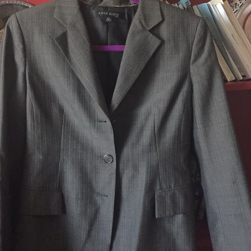 Women’s pantsuit, Brown pinned striped